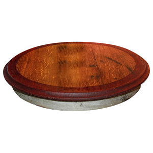 Wine Barrel Lazy Susan With Red Rim And Bottom Metal Ring Small Traditional Pantry And Cabinet Organizers By Eco Wine Furniture Houzz