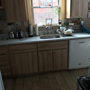 cabinet refacing---light wooden tone