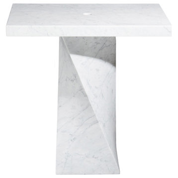 30 Inch Freestanding Bathroom Vanity, Carrara White Marble, Pedestal Only