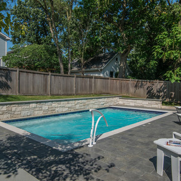 Northbrook, IL Compact Pool with Cover, Fire Pit and Swim Resistance Machine