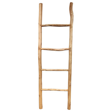66" H Natural Teak Log Ladder