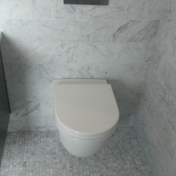 Master Bathroom - 6" x 18" Carrera Marble Showers / Vanity Walls