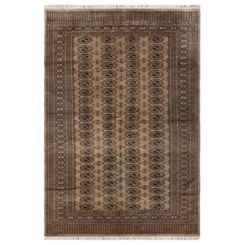 Tribal Bokhara Stahl Grey Black Hand Knotted Rug - 5'1'' x 8'2''