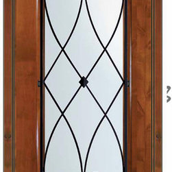 Prehung House Single Door 80 Alder Charleston Full Lite Wrought Iron - Front Doors