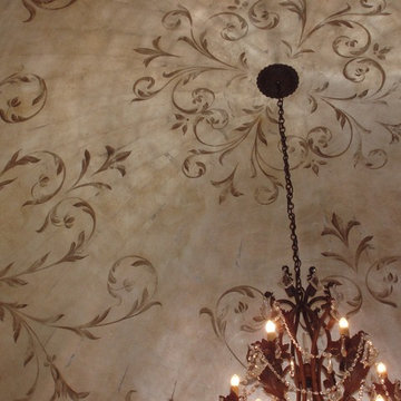 Silver leafed dome with scrollwork