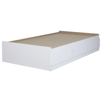 South Shore Twin Mates Bed, 39" With 3 Drawers, Pure White