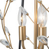 LNC 3-Lights Modern Crystal Square Matte Black and Gold Limbs Chandelier