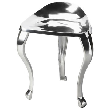 Tripod Metal Stool, Silver