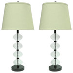 Urbanest - Set of 2 Beautor Lamps, Oil-rubbed Bronze & Glass with Off White Shades - Urbanest's designer table lamp set is a stunning and elegant way to light your space.