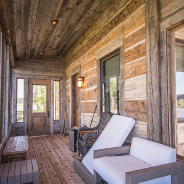 Wyoming Ranch Project - Antique Gray Barnwood, Hand-Hewn Skins, and WeatheredBle