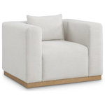 Meridian Furniture - Alfie Linen Textured Fabric Upholstered Chair, Cream - Make this Alfie linen textured fabric living room chair the center a cozy reading nook. This overstuffed chair is stunning from angles, with its contemporary design elements and chic rich cream color. Plumply stuffed with fluffy fill to create the ultimate space for snuggling up with your favorite reading material or while binging on the latest TV program. The chair rests on a black finish solid wood base for stability and added contrast with its beige upholstery.