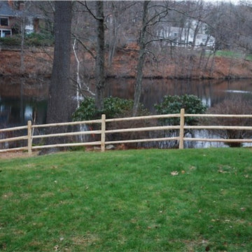 4 ft high Post and Rail, Full Round cedar fencing.