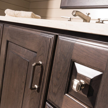 Traditional Cherry Wood Cabinets - Bathroom Furniture Vanity Close Up