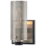 Troy Lighting - Pilsen 1 Light Wall Sconce, Carb Black With Satin Nickel Accents, Plated Brass - Every bulb gets its own alcove, obscured light peeking through perforated shades, in this elegantly streamlined and internally contrasted fixture.