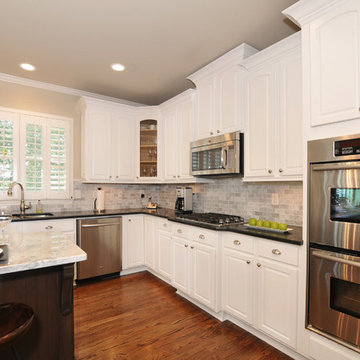 Canton Kitchen Cabinet Makeover:  From Maple to Off  White finish