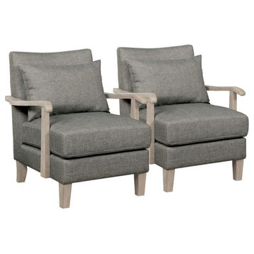 Furniture of America Ciela Faux Leather Accent Chair in Gray (Set of 2)