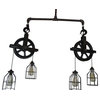 West Ninth Vintage Double Barn Pulley Ceiling Light
