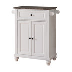 Ian Kitchen Island Storage Cabinet, White & Marble Wood, Adjustable Shelf