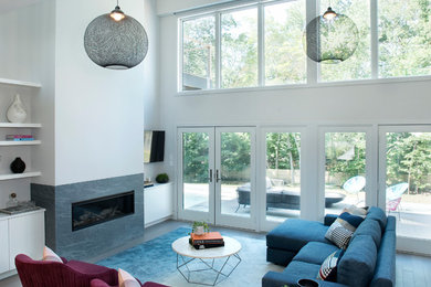 Family room - contemporary family room idea in Boston