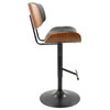 LumiSource Lombardi Adjustable Barstool, Walnut and Black