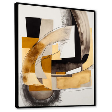 Glam Art Deco Abstract IV Framed Canvas, 12x20, Black