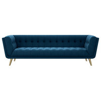 Freja Mid Century Navy Blue Velvet Sofa