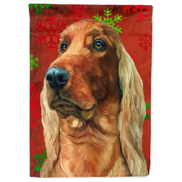 Lh9576Chf Irish Setter Red Snowflakes Holiday Christmas Flag Canvas