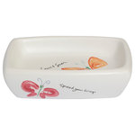 Creative Bath - Flutterby Kathy Davis Soap Dish - Store your soap bar in the unique Flutterby Kathy Davis Soap Dish. Made from matte white ceramic with a colorful butterfly design, this soap dish is whimsical and fun. Display it alongside other pieces from the Flutterby Kathy Davis bath collection for a cohesive look.