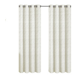Royal Tradition - Tabitha Paisley Curtains Jacquard Grommet Panels, Off-White, 54"x63" Single - Curtains