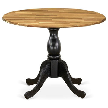 DST-NBK-TP Wood Dining Table - Natural Table Top and Black Pedestal Leg Finish