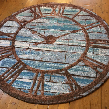It's about Time OKA Blue Area Rug, 7'7"x7'7"