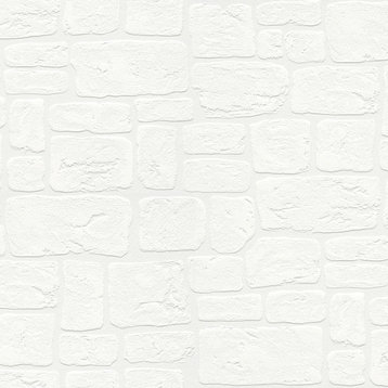 Gaffrey White Stone Paintable Wallpaper Bolt