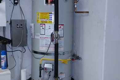 Installation of 75 gallon residential gas water heater