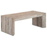 Currey & Company - Kanor Cocktail Table - Made of pieces of reclaimed wood, our Kanor Cocktail Table is a study in textural patina. One of our products built with sustainability in mind, the aged wood cocktail table with its whitewash finish is naturally distressed. We have a number of designs in our Kanor family, each of which has the character and variations of reclaimed wood.