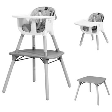 Babyjoy 4 in 1 Baby High Chair Convertible Toddler Table Chair Set w/PU Cushion