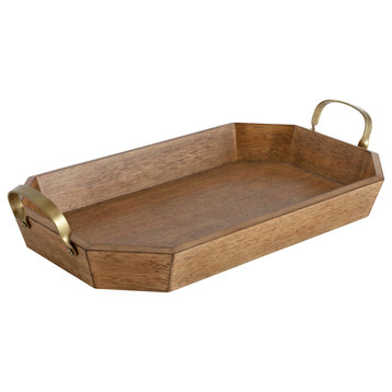 Atchison Wood Decorative Tray, Brown, 21x12