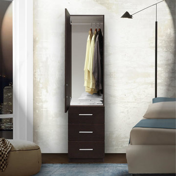 Alta Narrow Wardrobe Closet - Left Door, 3 Exterior Drawers
