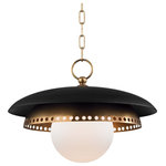 Hudson Valley Lighting - Hudson Valley Lighting 3317-AGB Herkimer - 11.50" One Light Pendant - Herkimer 11.50" One  Aged Brass White Opa *UL Approved: YES Energy Star Qualified: n/a ADA Certified: n/a  *Number of Lights: Lamp: 1-*Wattage:100w E26 Medium Base bulb(s) *Bulb Included:No *Bulb Type:E26 Medium Base *Finish Type:Aged Brass
