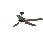 Progress Lighting - Whirl 60" Ceiling Fan - Refresh your indoor or covered outdoor living spaces with the crisp, clean style of the 60" Whirl fan. The stylish design comes in Antique Nickel, Antique Bronze and Forged Black finish options. The five-blade fan features an all weather damp location rating (ABS) to accommodate a variety of settings throughout the home. White opal glass shade with a 17W LED light source offers a warm 3000K-color temperature, energy savings and maintenance benefits for the home. Whirl features a dual mount system and a three-speed pull chain fan switch, as well as an on/off pull chain switch to operate the light. Uses (1) 18-watt LED bulb (included).