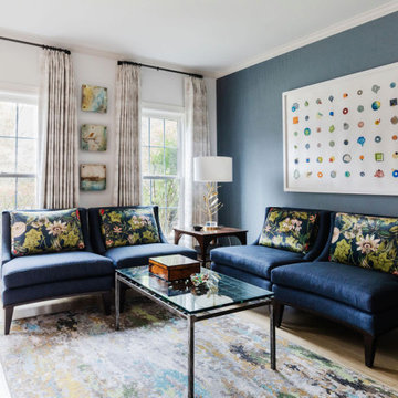 Bold Floral Living Room in Houston Blends Texture, Pattern & Modern Art