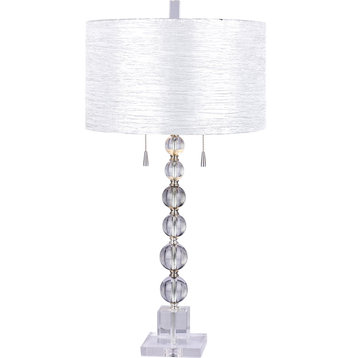 Stacked Crystal Ball Table Lamp - Clear, Brushed Steel