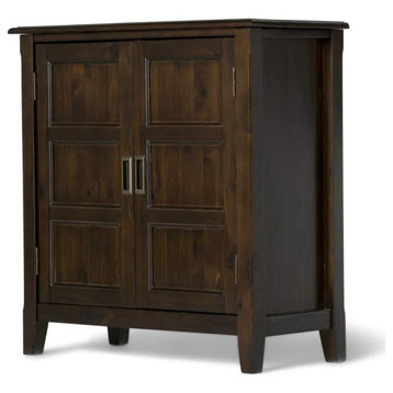 Traditional Low Storage Cabinet in Mahogany Brown 2 Doors, 2 Adjustable Shelves
