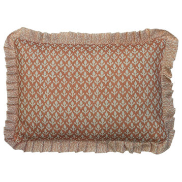 Ruffled Rectangular Throw Pillow | Andrew Martin Bud, Orange