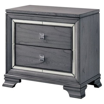 Furniture of America Hariston Solid Wood 2-Drawer Nightstand in Light Gray
