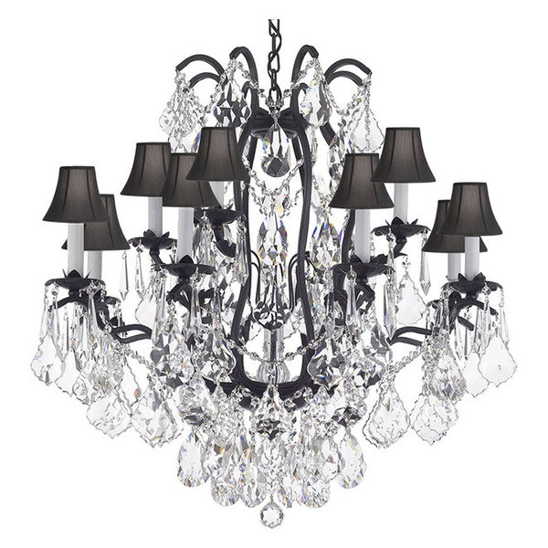 Large Foyer Entryway White Wrought Iron & Crystal Chandelier Large Foyer Entryway White Wrought Iron & Crystal Chandelier