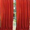 Orange Tab Top Indian Sari Curtain / Drape / Panel- Pair Window, 48"x84"