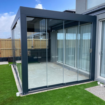 Louvre Roof Verandah with sliding glass doors and window