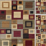 Tayse Rugs - Jamie Contemporary Abstract Multi-Color 3-Piece Area Rug Set - Subtle inflections of color in this area rug harmonize to form an abstract design of blocks within blocks. This area rug is a perfect addition to Contemporary or contemporary styles. In shades of red