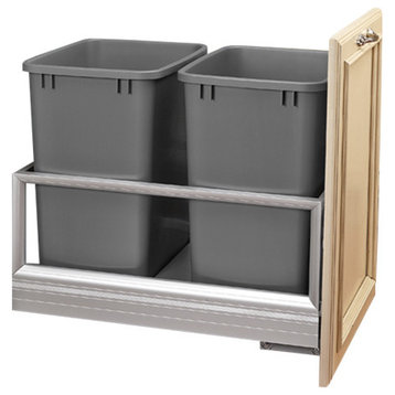 Rev-A-Shelf 5149-18DM-217 Door Mount Waste Pull Out Double Bin Silver 35qt