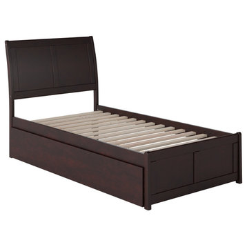 Portland Twin Extra Long Bed, Matching Footboard and Trundle, Espresso